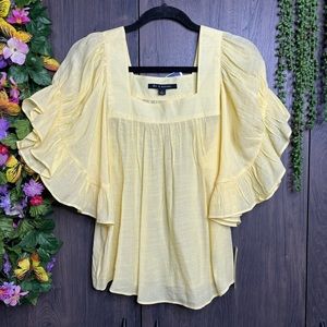 |🌼3/$30🌼NWT Zac & Rachel Vibrant Yellow Flutter Short Sleeve Top Size Small